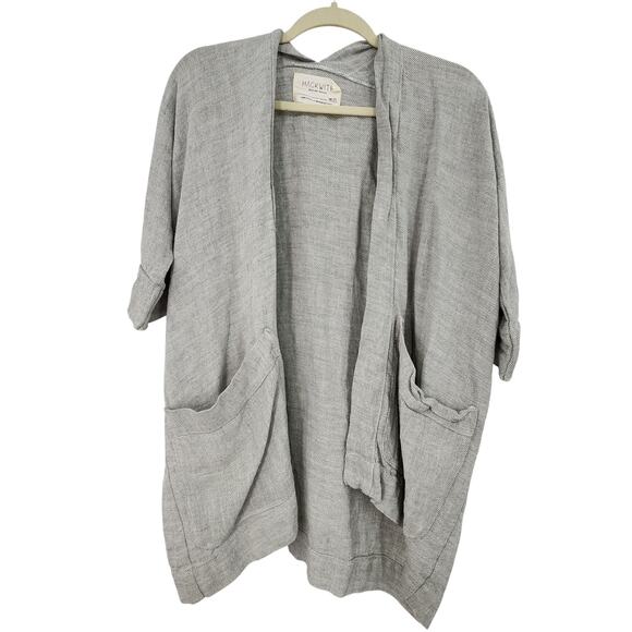 HACKWITH ONE SIZE SUSTAINABLE COTTON WOVEN DOLMAN SLEEVE OVERSIZE CARDIGAN - Picture 1 of 5